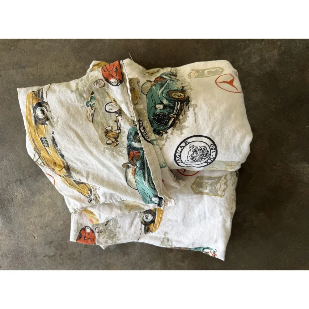 Vtg Racing Bedspread Twin(2) Porsche SCCA & Grand Prix Corvette Alfa Romeo 1960s